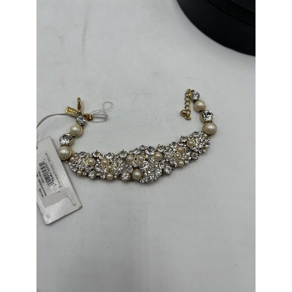 Kate Spade NY Gold Plated Crystals White Faux Pearls Pick a Pearl Bracelet New - Picture 16 of 16